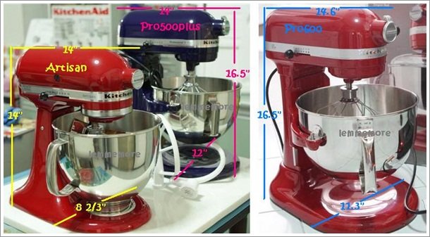 KitchenAid Stand Mixers Dimension and Sizes